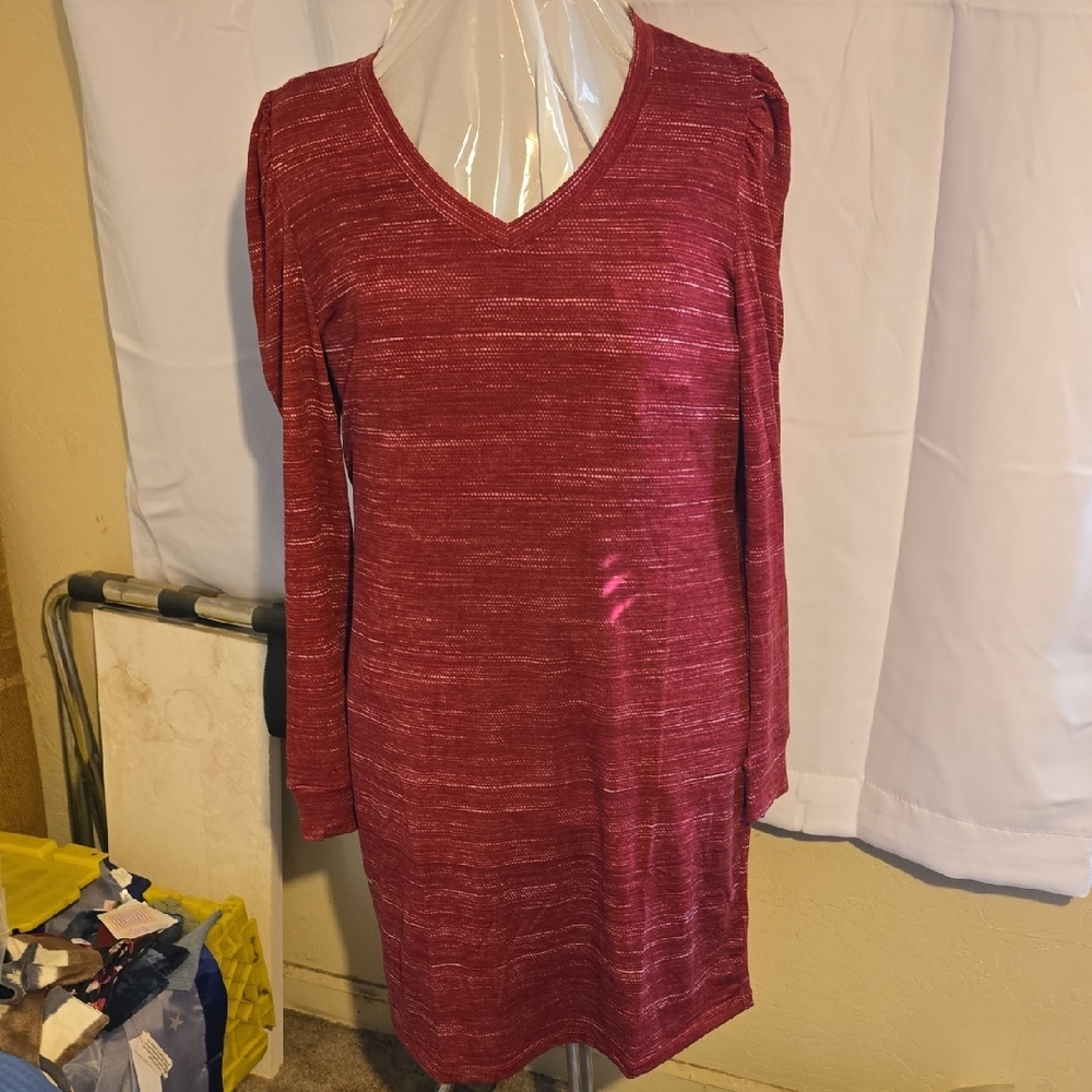 LuLaRoe Long Sleeve Dress in Rich Burgundy